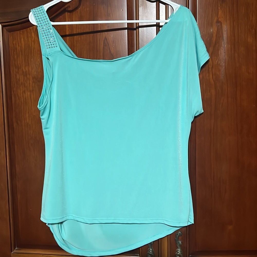 METAPHOR teal cowl neck top Size L - Picture 5 of 6